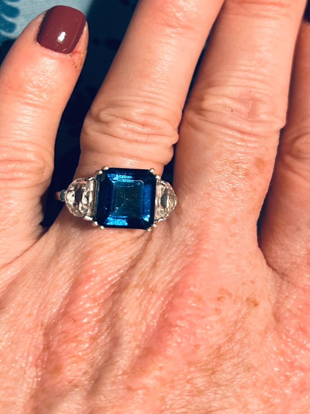 JTV Blue and White Topaz Sterling Silver Ring Size 7 - NWT